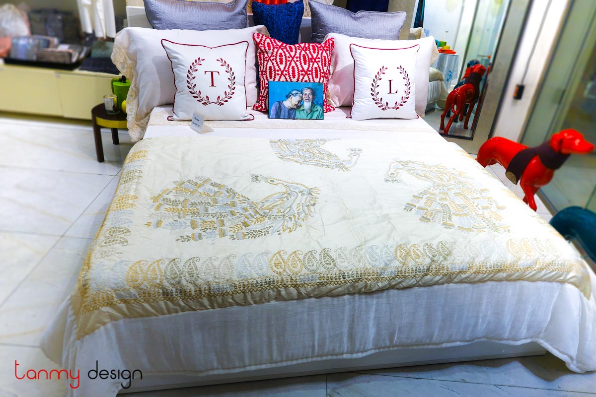 Silk & Velvet blanket King size (phoenix embroidery)